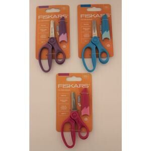 Fiskars Blunt-tip Kids Scissors 5" Safety Blades With Eraser Sheath 3Pack New